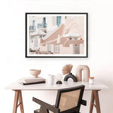 Oia Rose Pink Villa I Photo Art Print