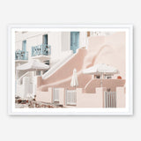 Shop Oia Rose Pink Villa I Photo Art Print a photography wall art print from The Print Emporium wall artwork collection - Buy Australian made fine art poster and framed prints for the home and your interior decor room, TPE-1360-AP