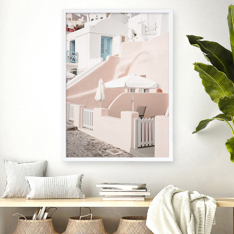 Oia Rose Pink Villa II Photo Art Print