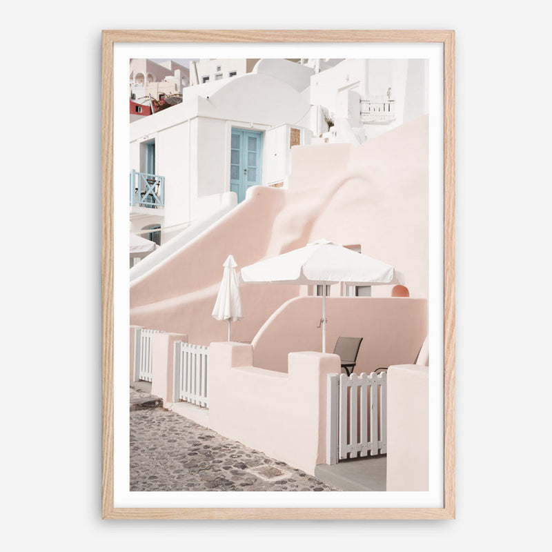 Shop Oia Rose Pink Villa II Photo Art Print a photography wall art print from The Print Emporium wall artwork collection - Buy Australian made fine art poster and framed prints for the home and your interior decor room, TPE-1361-AP