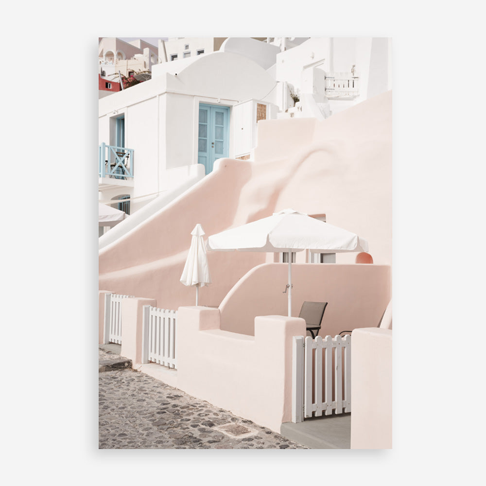 Shop Oia Rose Pink Villa II Photo Art Print a photography wall art print from The Print Emporium wall artwork collection - Buy Australian made fine art poster and framed prints for the home and your interior decor room, TPE-1361-AP