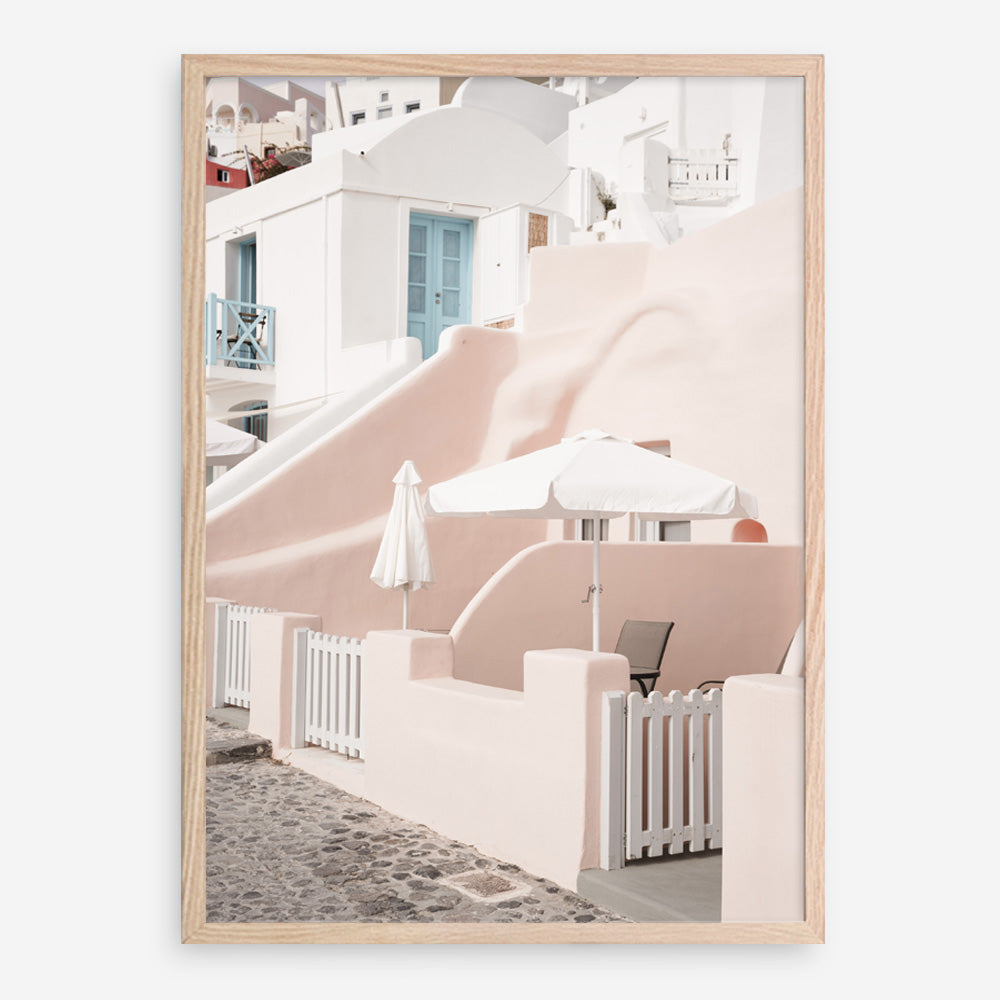 Shop Oia Rose Pink Villa II Photo Art Print a photography wall art print from The Print Emporium wall artwork collection - Buy Australian made fine art poster and framed prints for the home and your interior decor room, TPE-1361-AP
