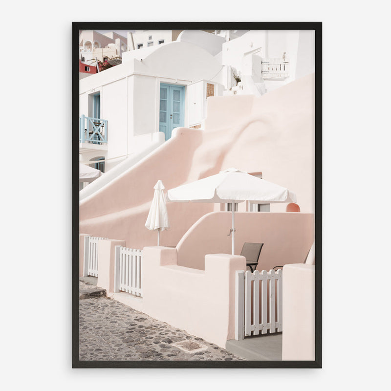 Shop Oia Rose Pink Villa II Photo Art Print a photography wall art print from The Print Emporium wall artwork collection - Buy Australian made fine art poster and framed prints for the home and your interior decor room, TPE-1361-AP