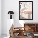 Shop Oia Rose Pink Villa II Photo Canvas Print a photography framed stretched canvas print from The Print Emporium wall artwork collection - Buy Australian made prints for the home and your interior decor space, TPE-1361-CA-35X46-NF