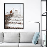 Shop Oia Staircase Photo Canvas Print a photography framed stretched canvas print from The Print Emporium wall artwork collection - Buy Australian made prints for the home and your interior decor space, TPE-1313-CA-35X46-NF