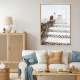 Shop Oia Staircase Photo Canvas Print a photography framed stretched canvas print from The Print Emporium wall artwork collection - Buy Australian made prints for the home and your interior decor space, TPE-1313-CA-35X46-NF