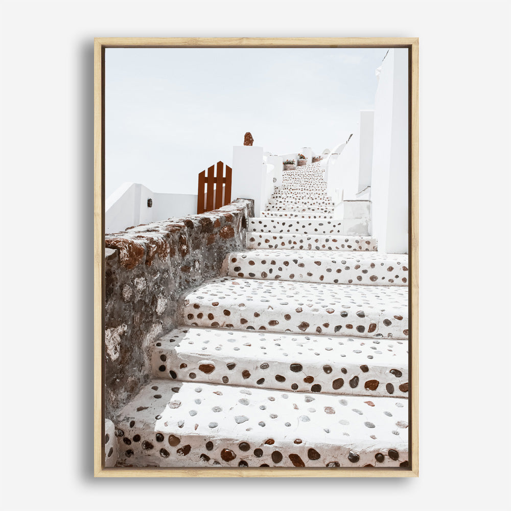 Shop Oia Staircase Photo Canvas Print a photography framed stretched canvas print from The Print Emporium wall artwork collection - Buy Australian made prints for the home and your interior decor space, TPE-1313-CA-35X46-NF