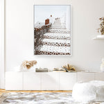 Shop Oia Staircase Photo Canvas Print a photography framed stretched canvas print from The Print Emporium wall artwork collection - Buy Australian made prints for the home and your interior decor space, TPE-1313-CA-35X46-NF