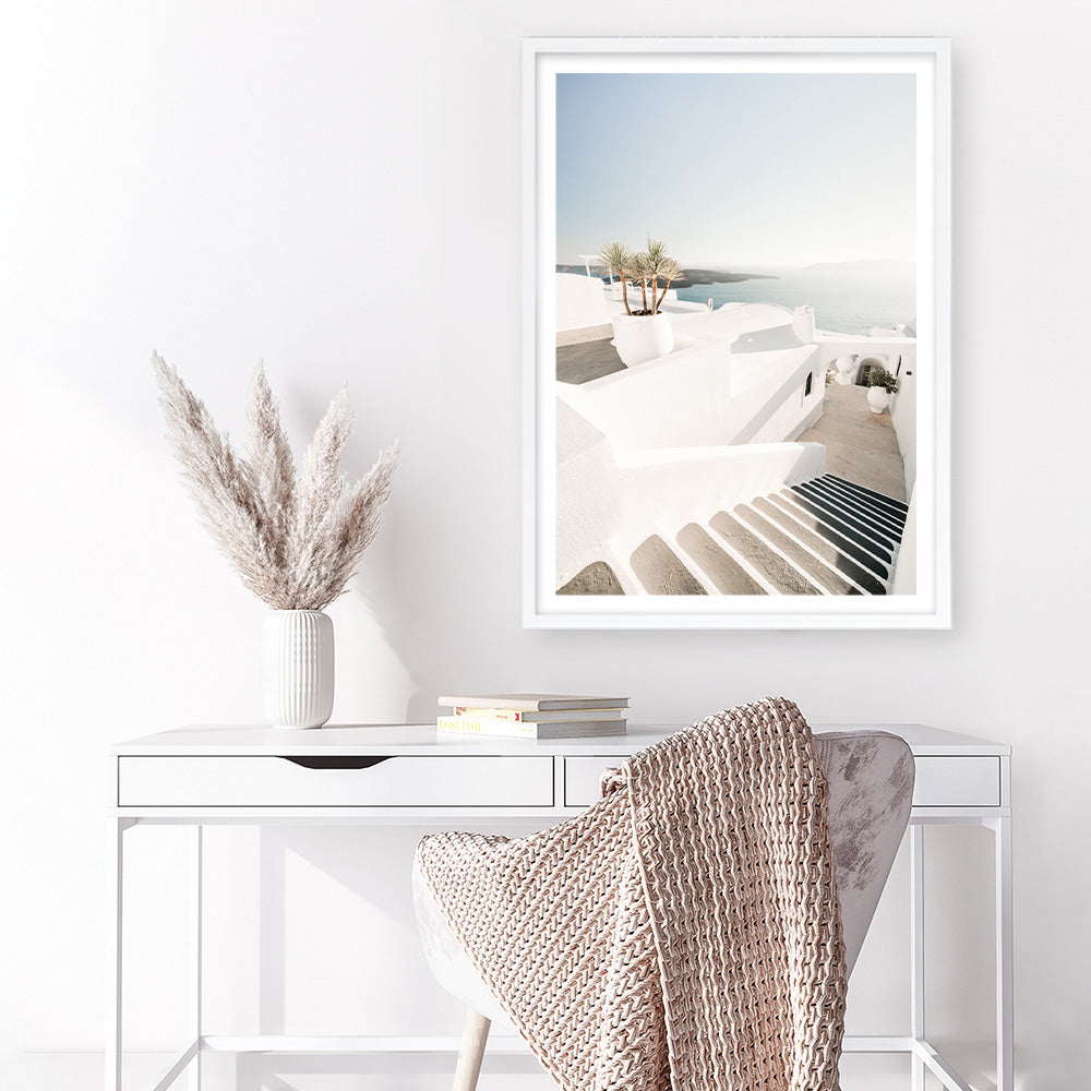 Shop Oia Stairs Photo Art Print a coastal themed photography wall art print from The Print Emporium wall artwork collection - Buy Australian made fine art poster and framed prints for the home and your interior decor, TPE-1304-AP