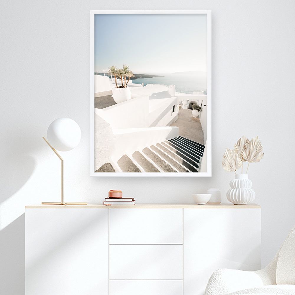 Shop Oia Stairs Photo Art Print a coastal themed photography wall art print from The Print Emporium wall artwork collection - Buy Australian made fine art poster and framed prints for the home and your interior decor, TPE-1304-AP