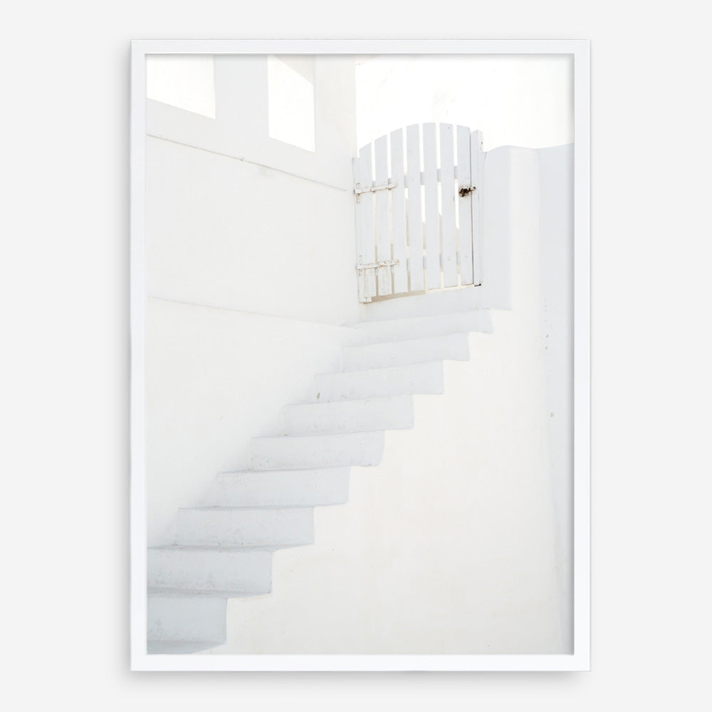 Shop Oia White Steps I Photo Art Print a photography wall art print from The Print Emporium wall artwork collection - Buy Australian made fine art poster and framed prints for the home and your interior decor room, TPE-1334-AP