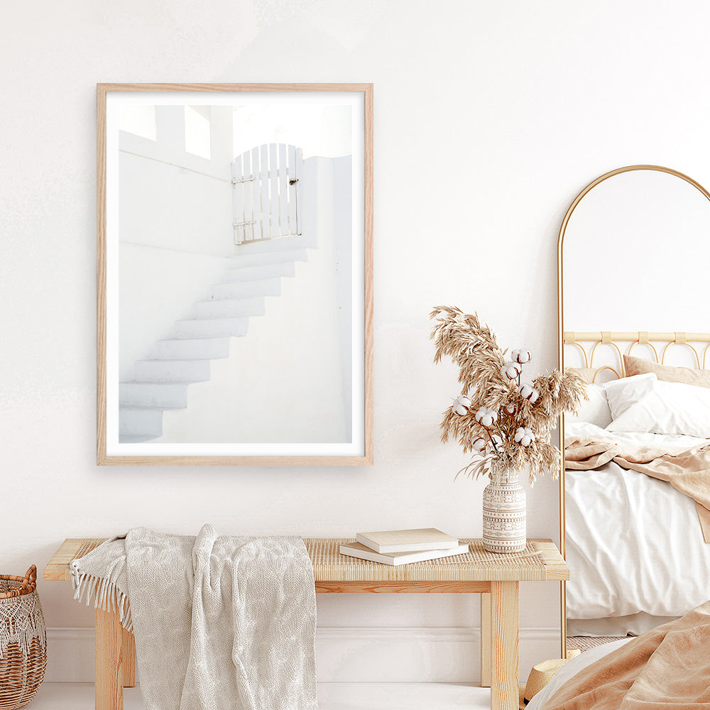 Shop Oia White Steps I Photo Art Print a photography wall art print from The Print Emporium wall artwork collection - Buy Australian made fine art poster and framed prints for the home and your interior decor room, TPE-1334-AP