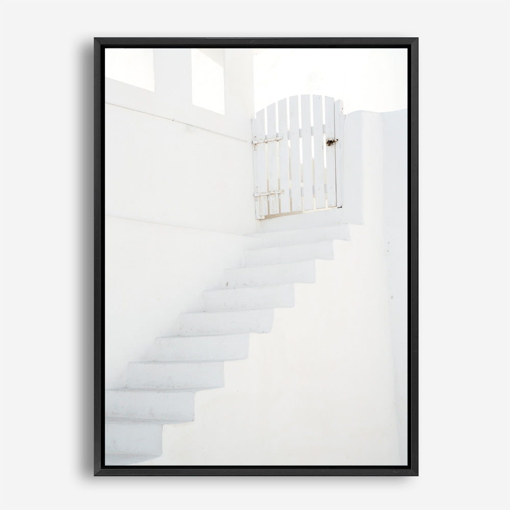 Shop Oia White Steps I Photo Canvas Print a photography framed stretched canvas print from The Print Emporium wall artwork collection - Buy Australian made prints for the home and your interior decor space, TPE-1334-CA-35X46-NF