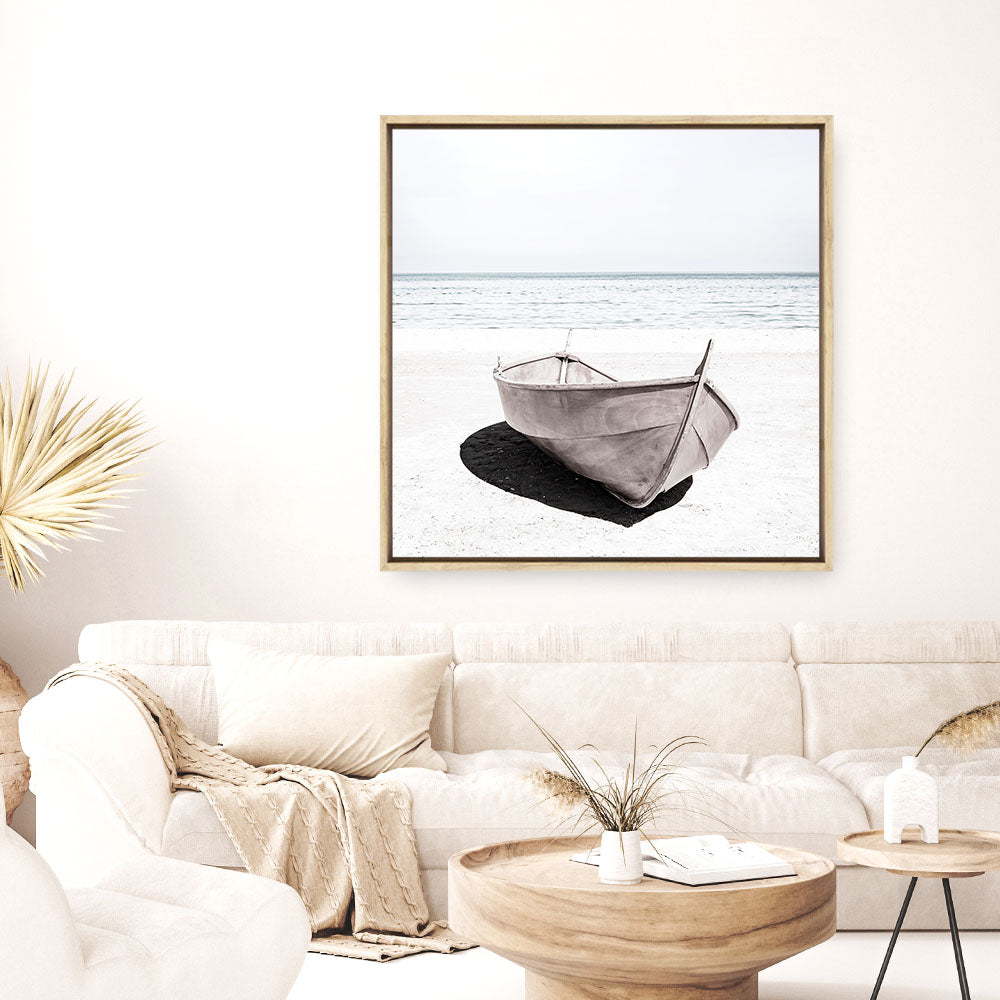 Shop Old Boat (Square) Photo Canvas a coastal themed photography framed stretched canvas print from The Print Emporium wall artwork collection - Buy Australian made prints for the home and your interior decor space, TPE-789-CA-40X40-NF