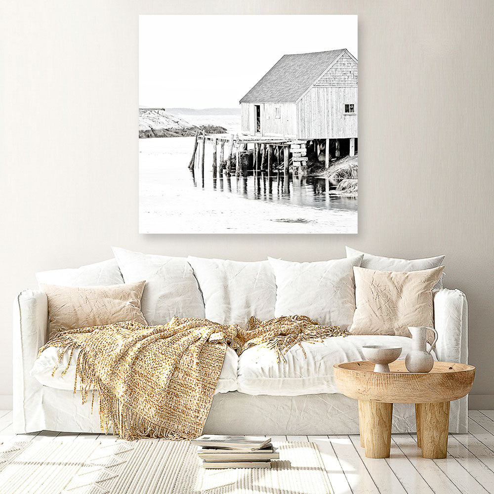 Shop Old Fishing Shack (Square) Photo Canvas a coastal themed photography framed stretched canvas print from The Print Emporium wall artwork collection - Buy Australian made prints for the home and your interior decor space, TPE-814-CA-40X40-NF