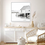 Shop Old Fishing Shack (Square) Photo Canvas a coastal themed photography framed stretched canvas print from The Print Emporium wall artwork collection - Buy Australian made prints for the home and your interior decor space, TPE-814-CA-40X40-NF