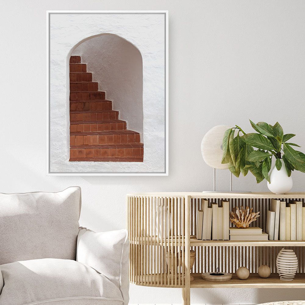 Shop Old Stairway Photo Canvas Print a Moroccan desert boho themed photography framed stretched canvas print from The Print Emporium wall artwork collection - Buy Australian made prints for the home and your interior decor space, TPE-815-CA-35X46-NF