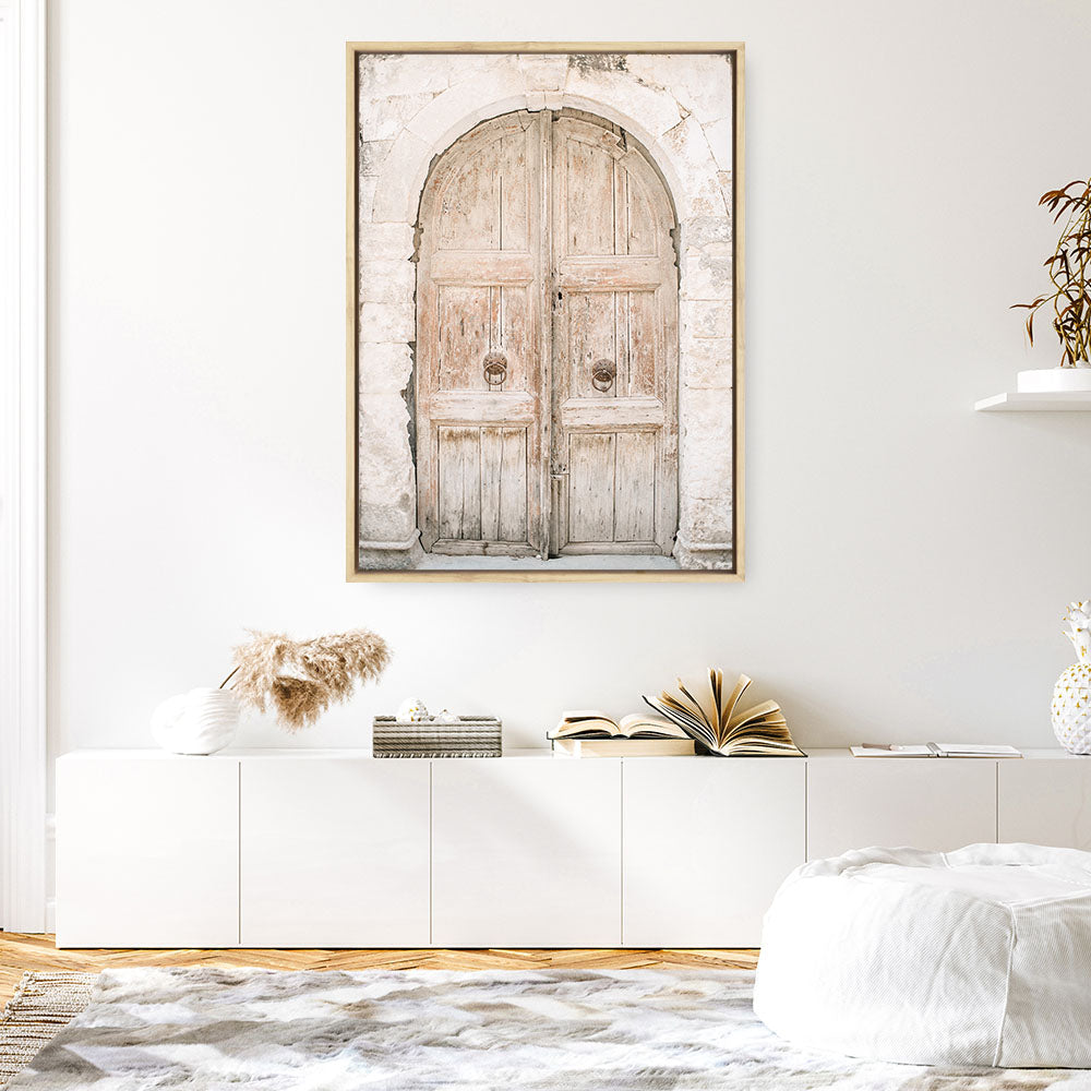 Shop Old Wooden Doorway Photo Canvas Print a Moroccan desert boho themed photography framed stretched canvas print from The Print Emporium wall artwork collection - Buy Australian made prints for the home and your interior decor space, TPE-1308-CA-35X46-NF