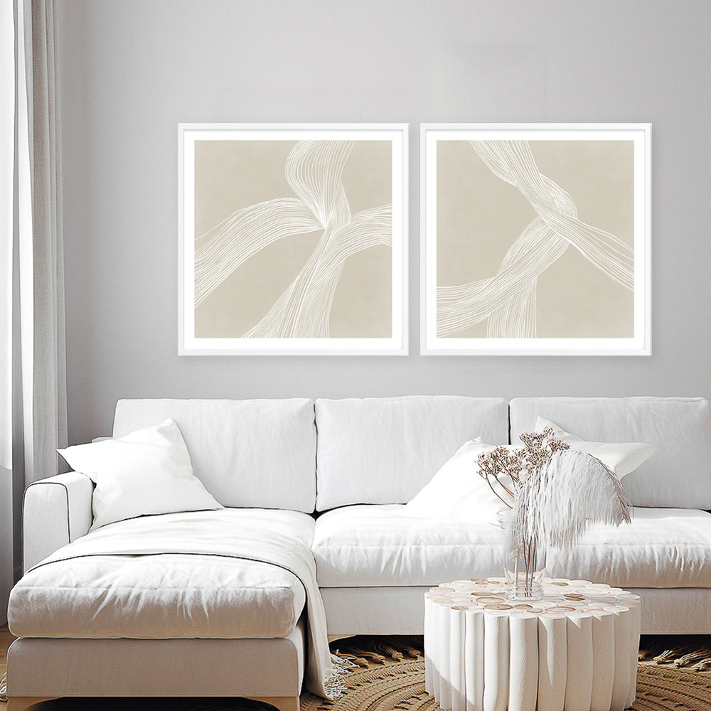 Shop On The Same Wavelength II (Square) Art Print a painted abstract themed wall art print from The Print Emporium wall artwork collection - Buy Australian made fine art painting style poster and framed prints for the home and your interior decor room, TPE-PC-EZ875-AP