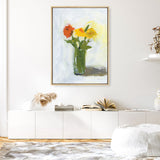 Shop Orange And Yellow Floral Canvas Print a floral themed painted framed canvas wall art print from The Print Emporium artwork collection - Buy Australian made fine art painting style stretched canvas prints for the home and your interior decor space, TPE-WA-77774-CA-35X46-NF