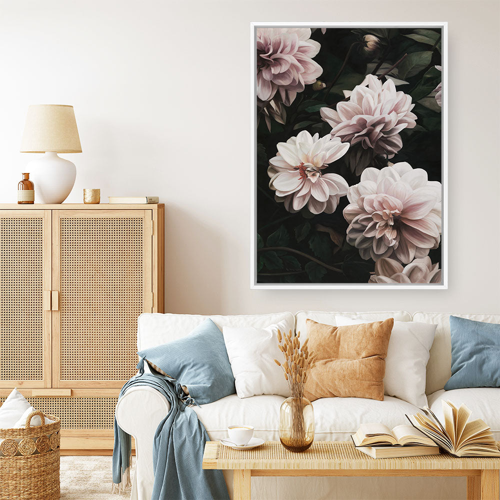 Shop Oriental Garden Canvas Print a floral themed painted framed canvas wall art print from The Print Emporium artwork collection - Buy Australian made fine art painting style stretched canvas prints for the home and your interior decor space, TPE-171-CA-35X46-NF