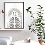 Shop Ornate White Gates Photo Art Print a Moroccan desert boho themed photography wall art print from The Print Emporium wall artwork collection - Buy Australian made fine art poster and framed prints for the home and your interior decor room, TPE-1117-AP
