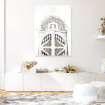 Shop Ornate White Gates Photo Canvas Print a Moroccan desert boho themed photography framed stretched canvas print from The Print Emporium wall artwork collection - Buy Australian made prints for the home and your interior decor space, TPE-1117-CA-35X46-NF
