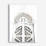 Shop Ornate White Gates Photo Canvas Print a Moroccan desert boho themed photography framed stretched canvas print from The Print Emporium wall artwork collection - Buy Australian made prints for the home and your interior decor space, TPE-1117-CA-35X46-NF