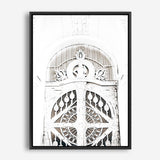 Shop Ornate White Gates Photo Canvas Print a Moroccan desert boho themed photography framed stretched canvas print from The Print Emporium wall artwork collection - Buy Australian made prints for the home and your interior decor space, TPE-1117-CA-35X46-NF