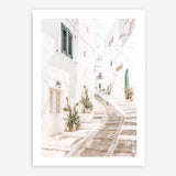 Shop Ostuni Laneway I Photo Art Print a coastal themed photography wall art print from The Print Emporium wall artwork collection - Buy Australian made fine art poster and framed prints for the home and your interior decor, TPE-1140-AP