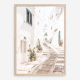 Shop Ostuni Laneway I Photo Art Print a coastal themed photography wall art print from The Print Emporium wall artwork collection - Buy Australian made fine art poster and framed prints for the home and your interior decor, TPE-1140-AP