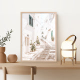Shop Ostuni Laneway I Photo Art Print a coastal themed photography wall art print from The Print Emporium wall artwork collection - Buy Australian made fine art poster and framed prints for the home and your interior decor, TPE-1140-AP