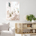 Shop Ostuni Laneway I Photo Canvas Print a coastal themed photography framed stretched canvas print from The Print Emporium wall artwork collection - Buy Australian made prints for the home and your interior decor space, TPE-1140-CA-35X46-NF