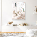 Shop Ostuni Laneway I Photo Canvas Print a coastal themed photography framed stretched canvas print from The Print Emporium wall artwork collection - Buy Australian made prints for the home and your interior decor space, TPE-1140-CA-35X46-NF