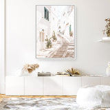 Shop Ostuni Laneway I Photo Canvas Print a coastal themed photography framed stretched canvas print from The Print Emporium wall artwork collection - Buy Australian made prints for the home and your interior decor space, TPE-1140-CA-35X46-NF