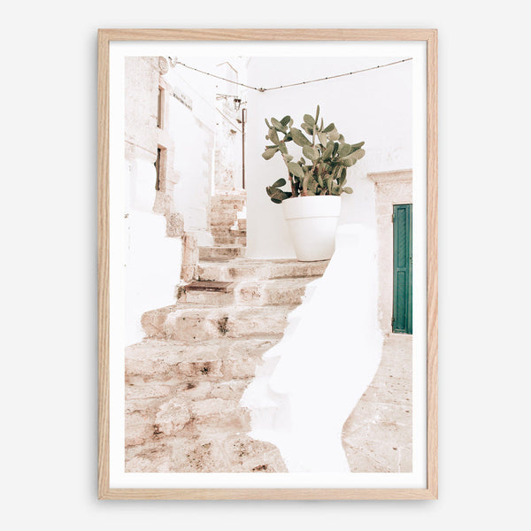 Shop Ostuni Laneway II Photo Art Print a coastal themed photography wall art print from The Print Emporium wall artwork collection - Buy Australian made fine art poster and framed prints for the home and your interior decor, TPE-1181-AP