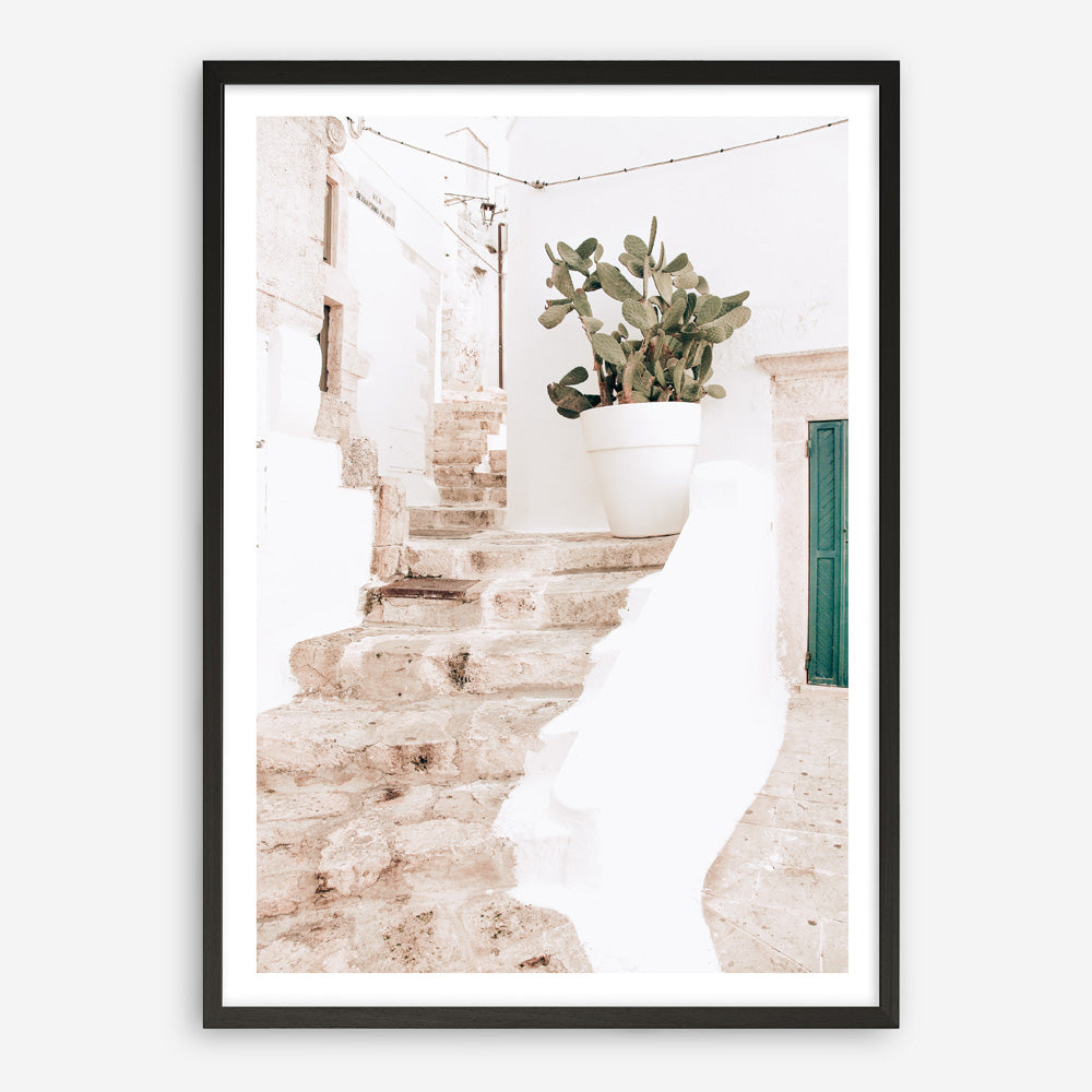 Shop Ostuni Laneway II Photo Art Print a coastal themed photography wall art print from The Print Emporium wall artwork collection - Buy Australian made fine art poster and framed prints for the home and your interior decor, TPE-1181-AP