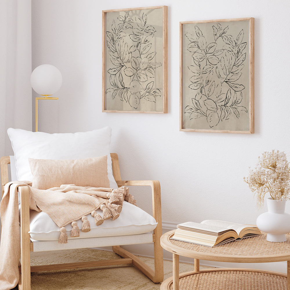 Shop Outlined Leaves I Art Print a painted abstract themed wall art print from The Print Emporium wall artwork collection - Buy Australian made fine art painting style poster and framed prints for the home and your interior decor room, TPE-PC-JN582-AP