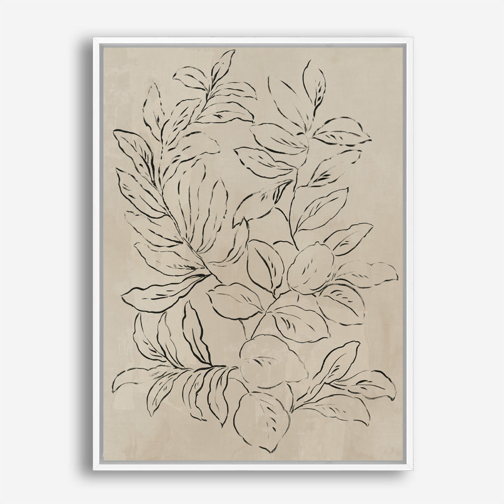 Shop Outlined Leaves I Canvas Print a painted abstract themed framed canvas wall art print from The Print Emporium artwork collection - Buy Australian made fine art painting style stretched canvas prints for the home and your interior decor space, TPE-PC-JN582-CA-35X46-NF