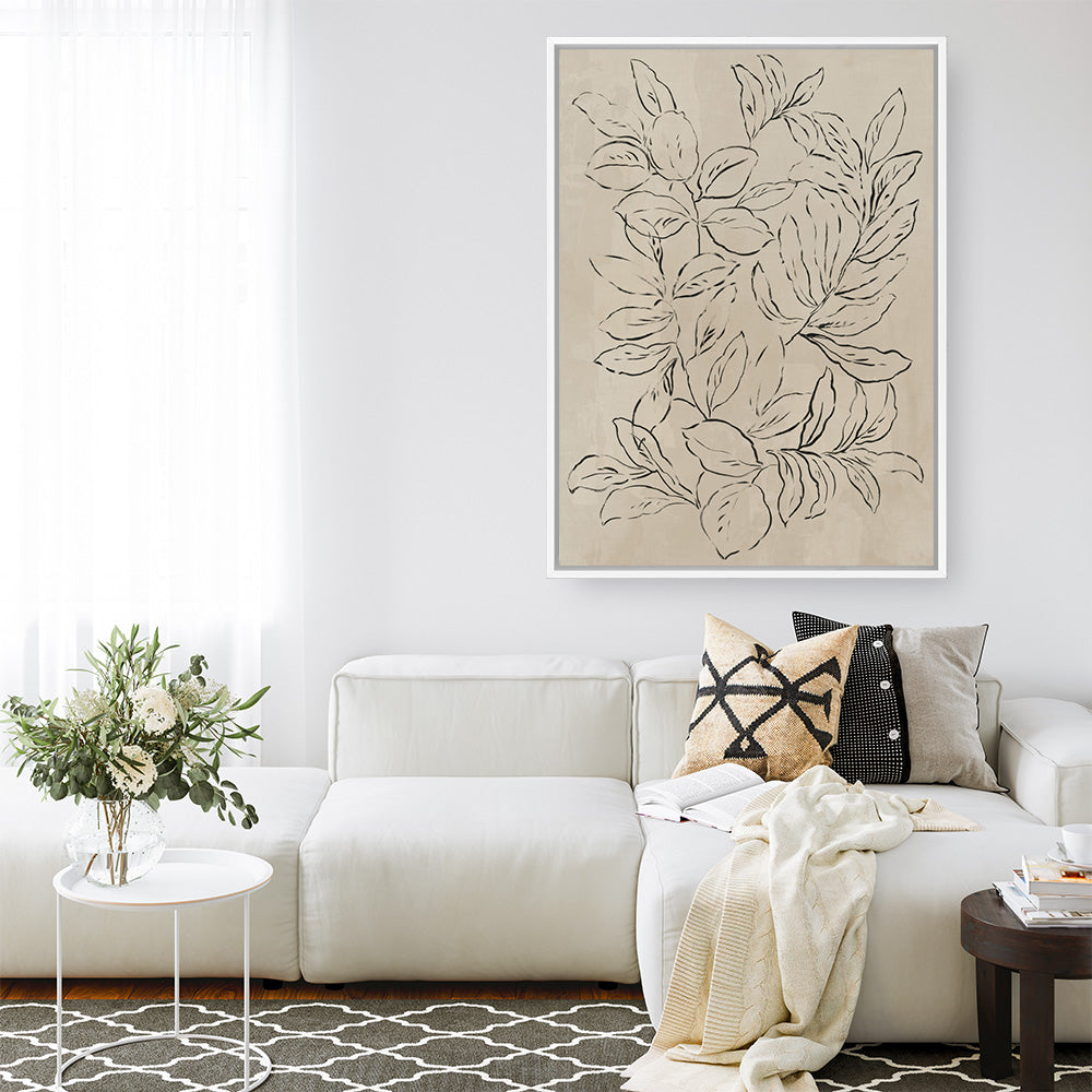 Shop Outlined Leaves II Canvas Print a painted abstract themed framed canvas wall art print from The Print Emporium artwork collection - Buy Australian made fine art painting style stretched canvas prints for the home and your interior decor space, TPE-PC-JN583-CA-35X46-NF