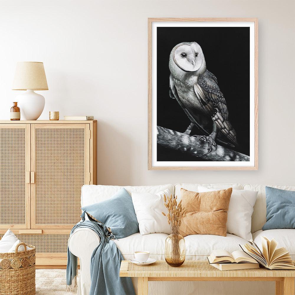 Shop Owl Art Print a painted bird themed wall art print from The Print Emporium wall artwork collection - Buy Australian made fine art painting style poster and framed prints for the home and your interior decor room, TPE-039-AP