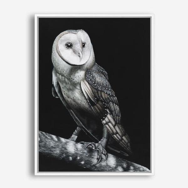 Shop Owl Canvas Print a painted bird themed framed canvas wall art print from The Print Emporium artwork collection - Buy Australian made fine art painting style stretched canvas prints for the home and your interior decor space, TPE-039-CA-35X46-NF