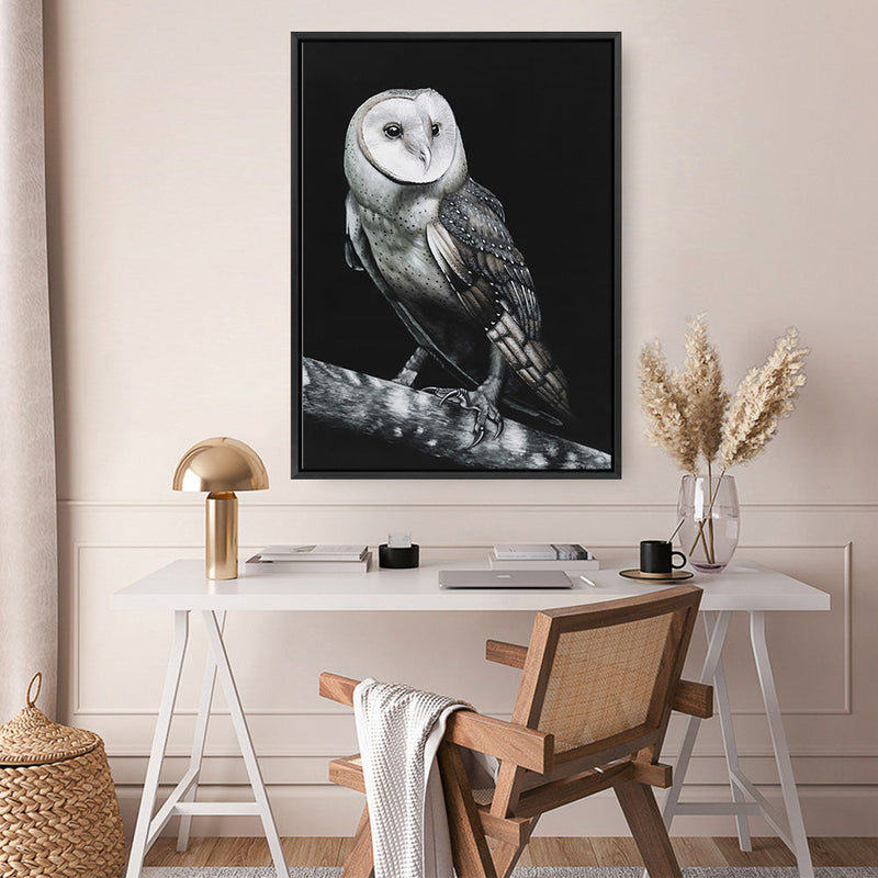 Shop Owl Canvas Print a painted bird themed framed canvas wall art print from The Print Emporium artwork collection - Buy Australian made fine art painting style stretched canvas prints for the home and your interior decor space, TPE-039-CA-35X46-NF