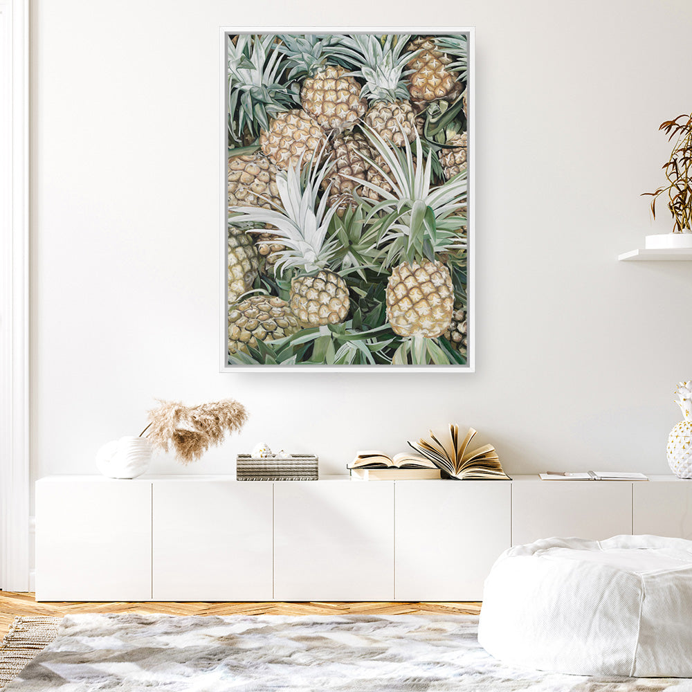 Shop Painted Pineapples Canvas Print a coastal themed painted framed canvas wall art print from The Print Emporium artwork collection - Buy Australian made fine art painting style stretched canvas prints for the home and your interior decor space, TPE-428-CA-35X46-NF