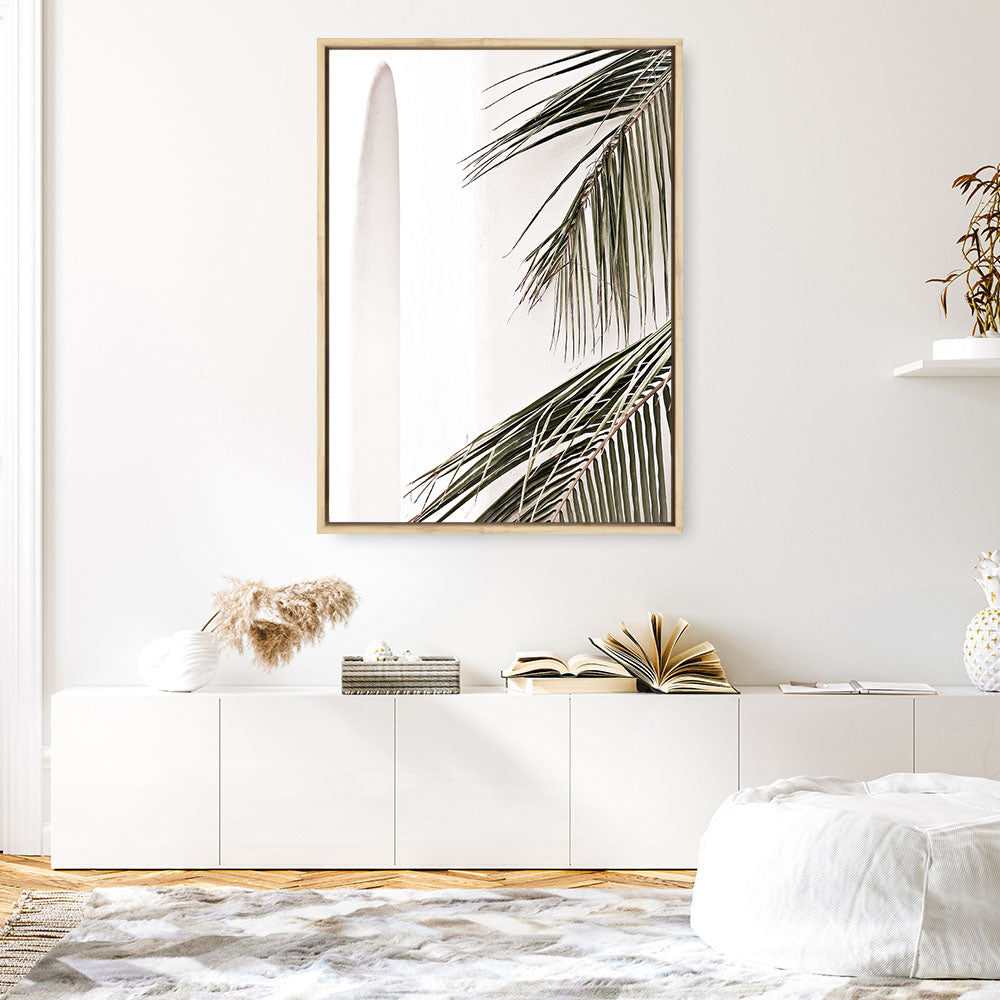 Shop Palm Building Photo Canvas Print a coastal themed photography framed stretched canvas print from The Print Emporium wall artwork collection - Buy Australian made prints for the home and your interior decor space, TPE-964-CA-35X46-NF
