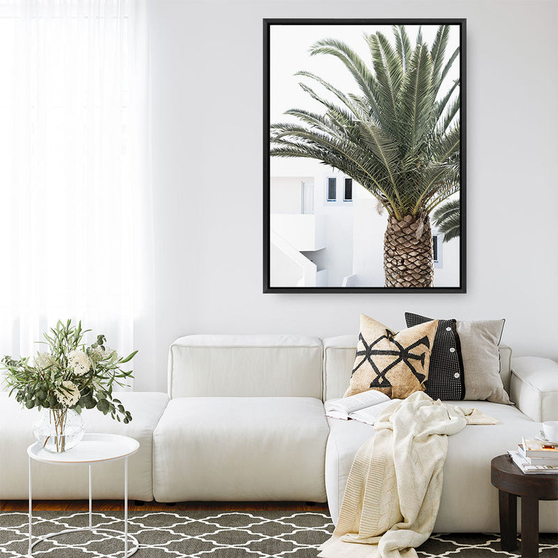 Shop Palm Courtyard Photo Canvas Print a coastal themed photography framed stretched canvas print from The Print Emporium wall artwork collection - Buy Australian made prints for the home and your interior decor space, TPE-1288-CA-35X46-NF