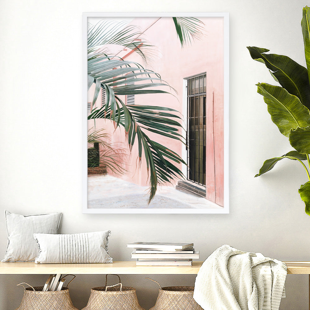 Shop Palm Doorway I Art Print a coastal themed painted wall art print from The Print Emporium wall artwork collection - Buy Australian made fine art painting style poster and framed prints for the home and your interior decor room, TPE-661-AP
