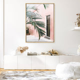 Shop Palm Doorway I Canvas Print a coastal themed painted framed canvas wall art print from The Print Emporium artwork collection - Buy Australian made fine art painting style stretched canvas prints for the home and your interior decor space, TPE-661-CA-35X46-NF