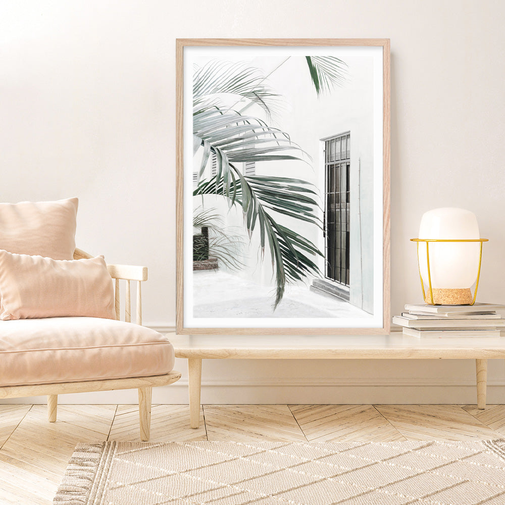 Shop Palm Doorway II Art Print a coastal themed painted wall art print from The Print Emporium wall artwork collection - Buy Australian made fine art painting style poster and framed prints for the home and your interior decor room, TPE-662-AP