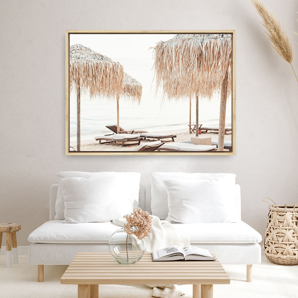 Shop Palm Parasols Photo Canvas Print a coastal themed photography framed stretched canvas print from The Print Emporium wall artwork collection - Buy Australian made prints for the home and your interior decor space, TPE-1290-CA-35X46-NF